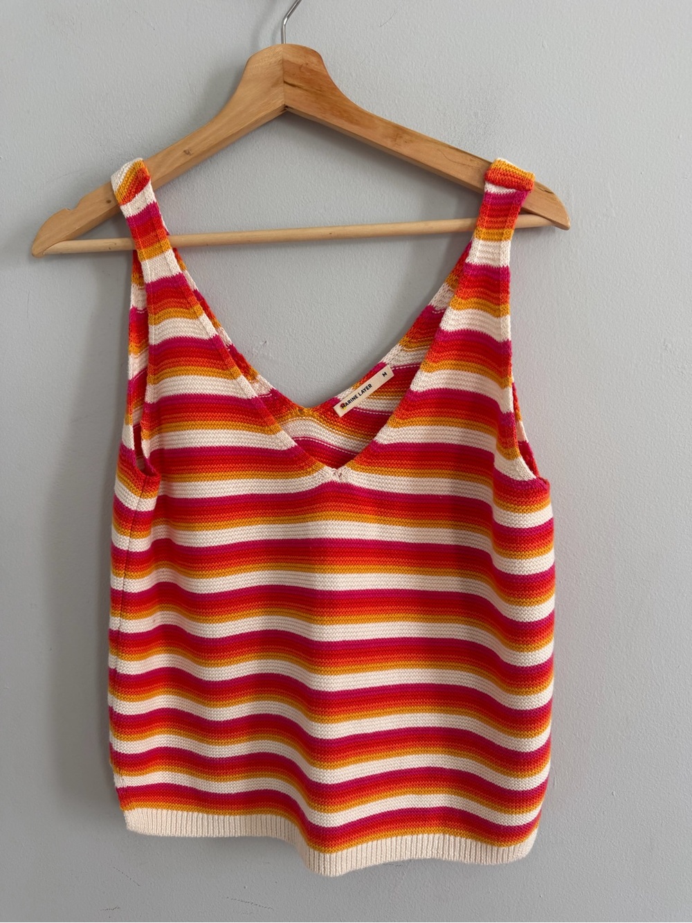 Marine Layer Finley Sweater Tank Top V-Neck Sunset Stripe Size M